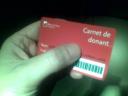 Carnet de donante de sangre